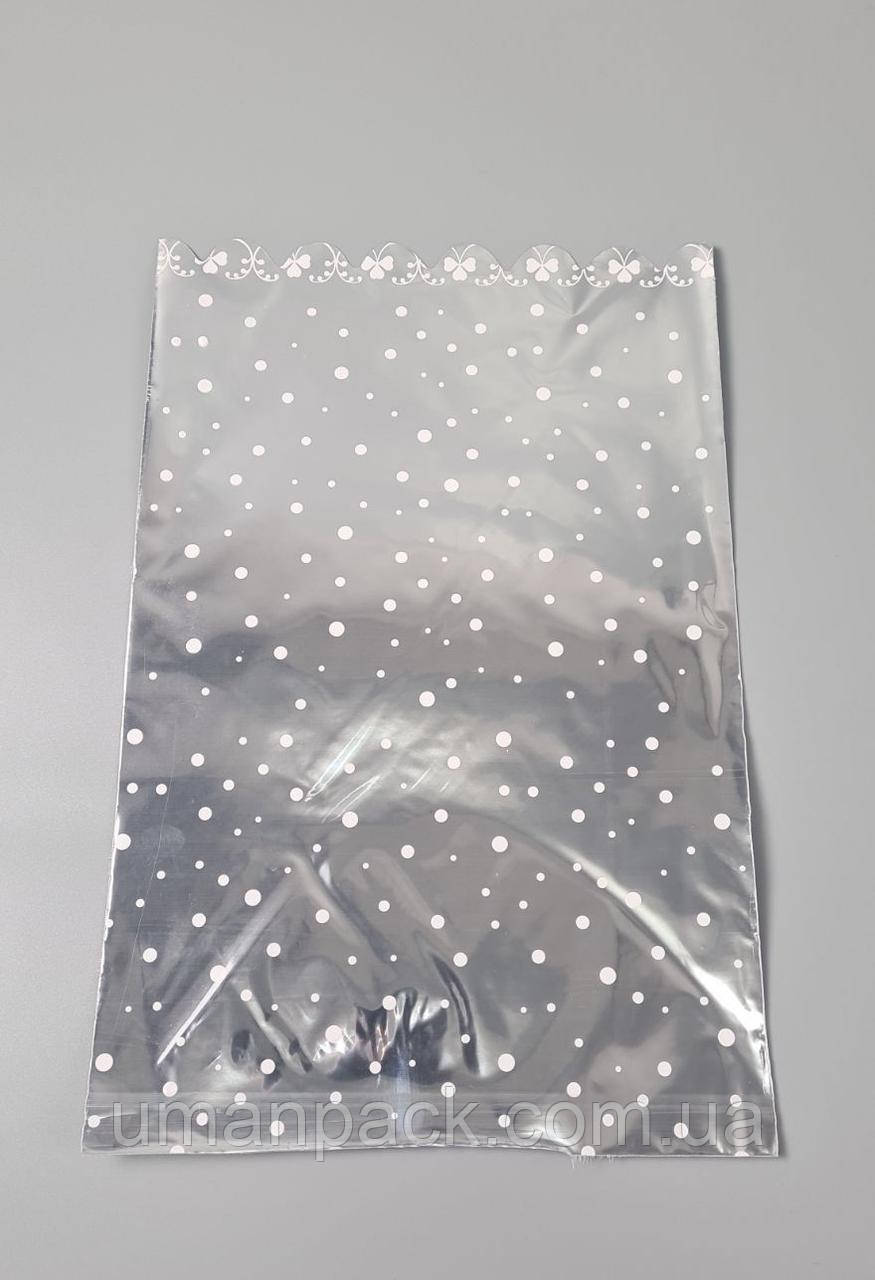 Пакет з малюнком для пакування подарунків (25*40) No427 (8) фольгований (ажурний) "Конфеті" (100 шт)