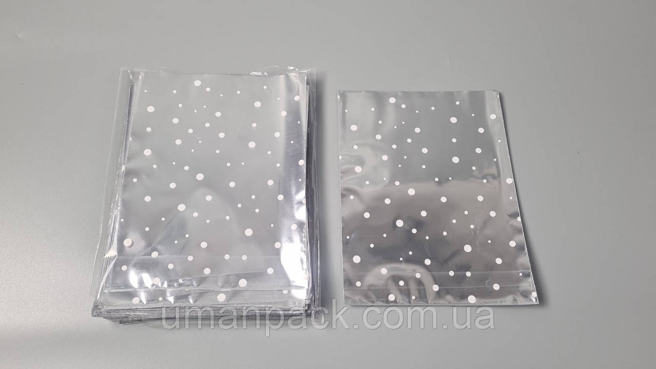 Пакет із малюнком для пакування подарунків (15*20) No413 (4) фольгований "Конфеті" (100 шт)