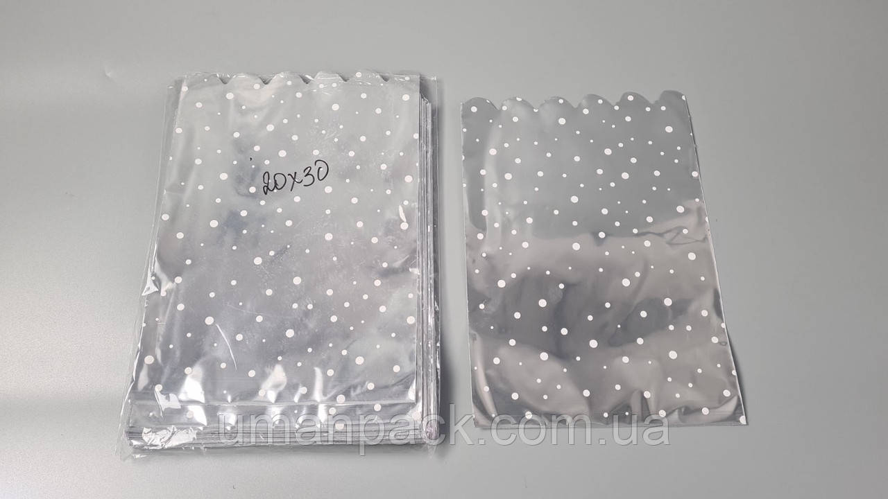 Пакет із малюнком для пакування подарунків (20*30) No419 (3) фольгований (ажурний) "Конфеті" (100 шт)