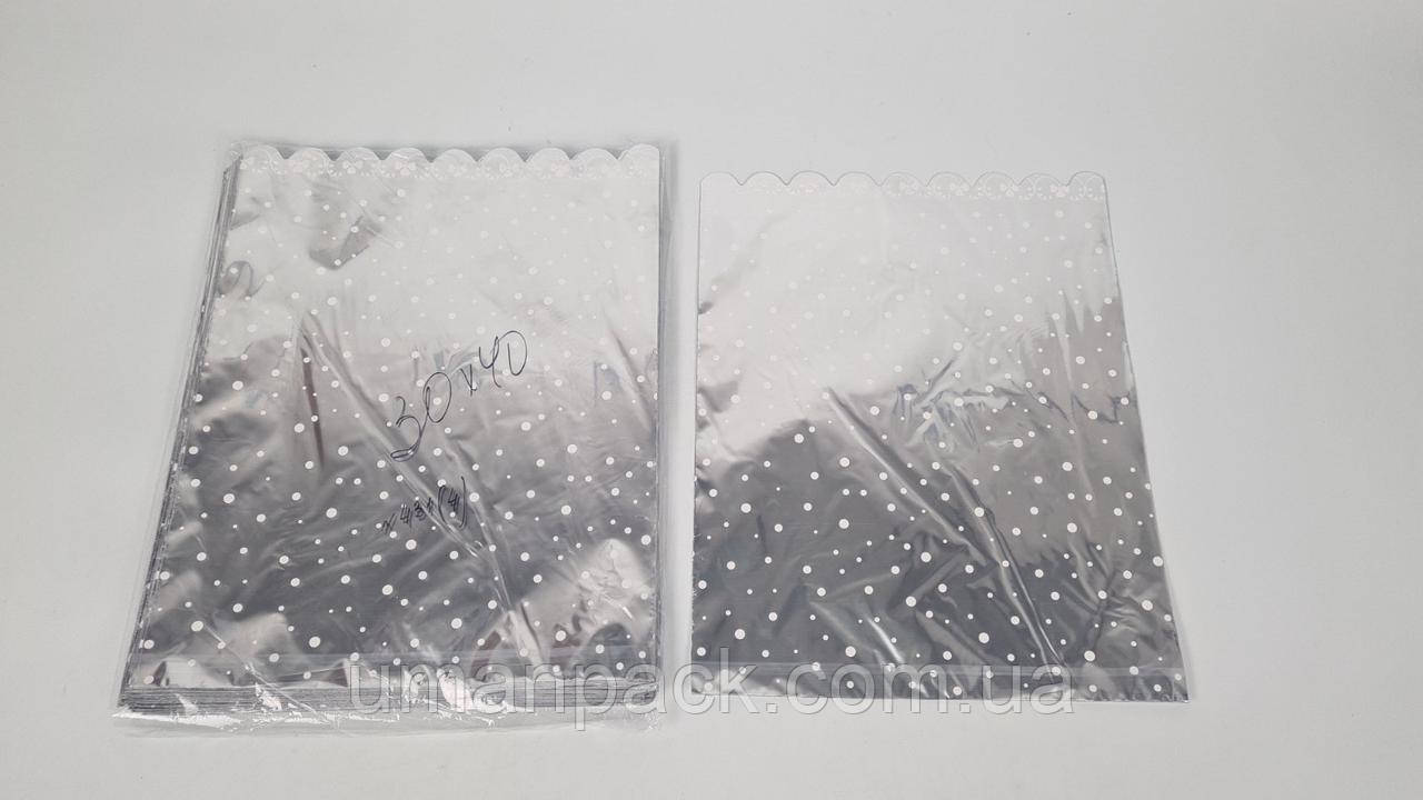 Пакет із малюнком для пакування подарунків (30*40) No431 (4) фольгований (ажурний) "Конфеті" (100 шт)