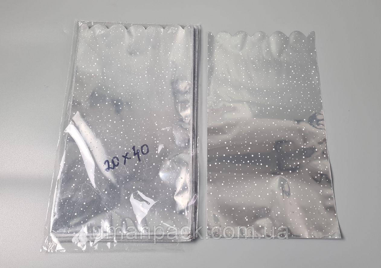 Пакет із малюнком для пакування подарунків (20*40) No152 фольгований (ажурний) "Капелька" (100 шт.)