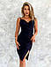 Стильне ефектне коротке приталене коктейльне плаття на бретелях, чорне, фото 2