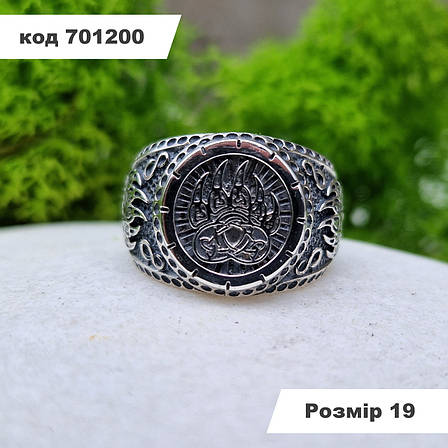 Чоловічий масивний срібний перстень з лапою ведмедя 925° проби та чорнінням, фото 1