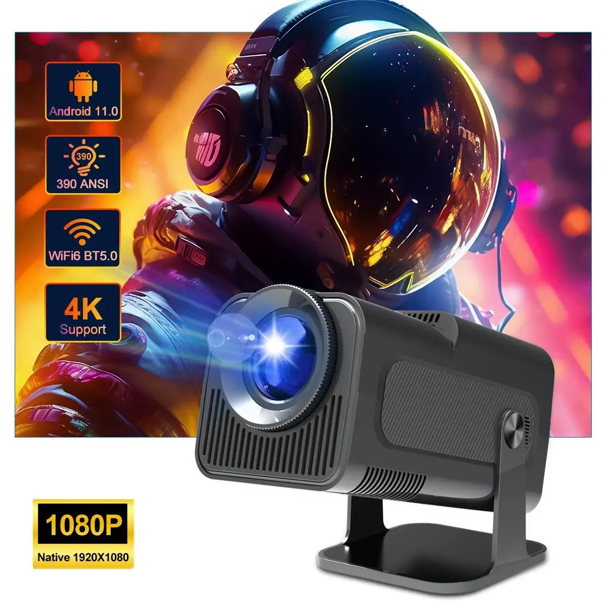 Проектор MAGCUBIC HY320 Mini 4K, домашній кінотеатр на базі Android 11