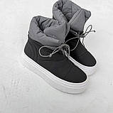 Зимові сірі жіночі дутики на білій платформі, фото 4