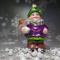Скляна іграшка Гном із грибочком Snegka Poland Ручної роботи, фото 5