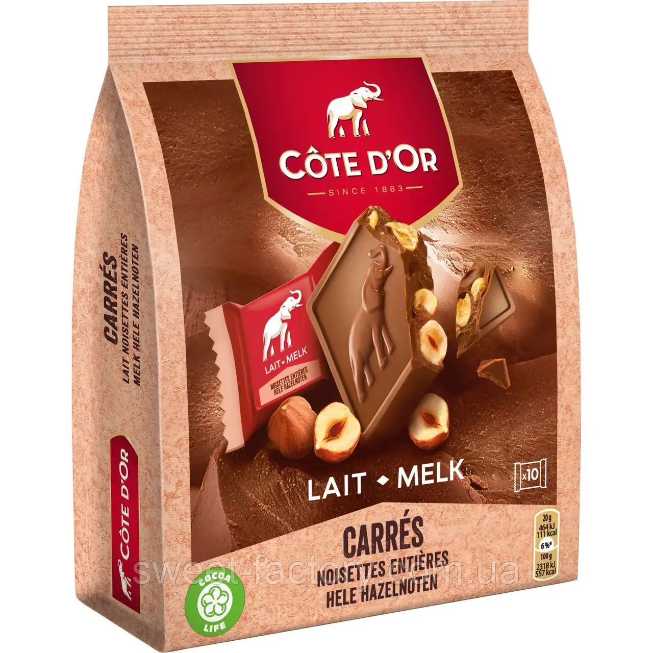 Шоколад Cote D'or Melk Carres 10s 200g