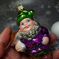 Скляна іграшка Гном із грибочком Snegka Poland Ручної роботи, фото 2