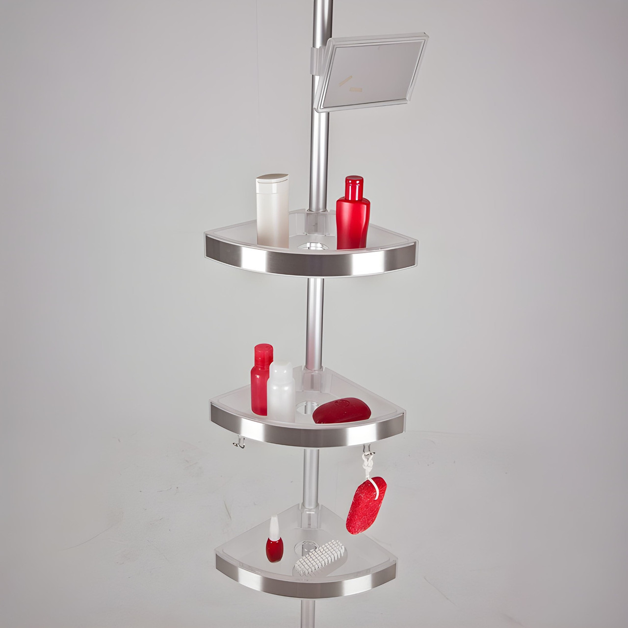 Полиця для ванної кутова телескопічна з дзеркалом PrimaNova (N06-16)