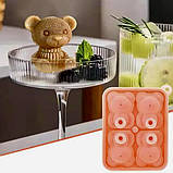 Контейнер із кришкою для заморожування форма силіконова для льоду та цукерок Ведмедики по 5 см, фото 5