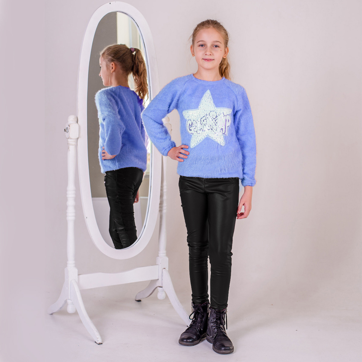 Светр для дівчинки ошатний SmileTime Golden Star, блакитний