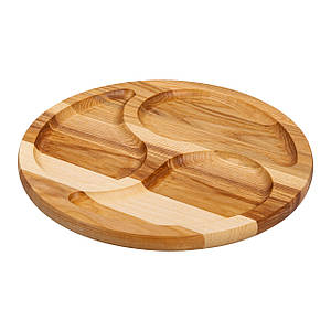 Дерев'яна менажниця на 3 секції 35 см ясен