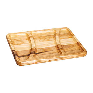 Дерев'яна сервірувальна дошка прямокутна для подачі 25×35 см на 3 секції ясен