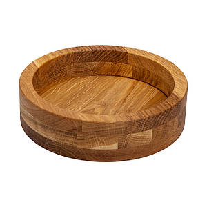 Дерев'яна кругла миска для подачі 27 см глибока з дуба
