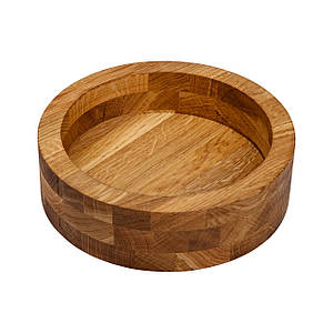 Дерев'яна кругла миска для подачі 25 см глибока з дуба