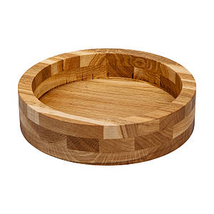Дерев'яна кругла миска для подачі 22 см глибока з дуба