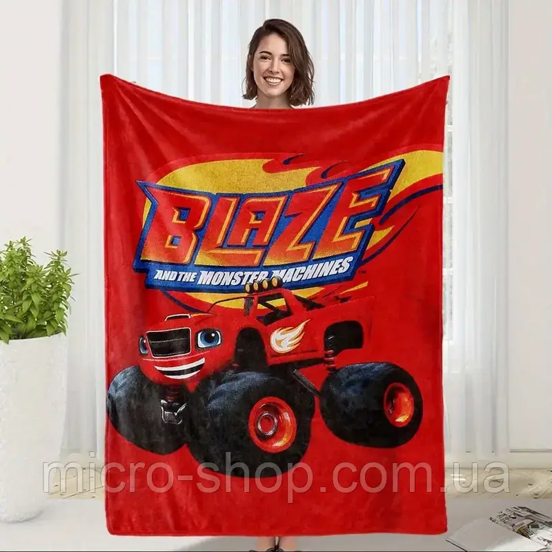 Плюшевий плед ковдра покривало Вспиш та чудо-машинки Blaze and the Monster Machines 150х200 см