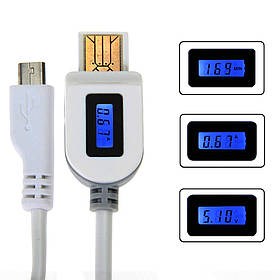 Кабель тестер з вбудованим дисплеєм 1 м USB - Micro USB