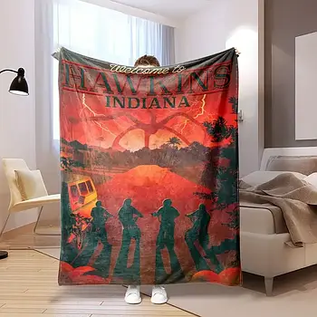 Плюшевий плед покривало ковдра Дуже дивні справи Хоукінс Stranger Things 150х200 см