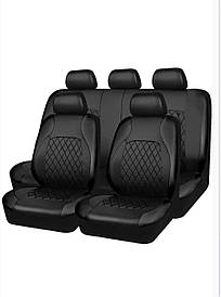Авточохли на сидіння автомобіля чорні, м'яка екошкіра та тканина (Туреччина)