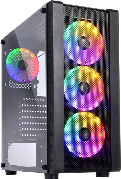 Корпус Qube Storm Black, без БЖ, Mid Tower, ATX / Micro ATX / Mini ITX, 2хUSB 2.0, 1хUSB 3.0, 4x120 мм ARGB, 0