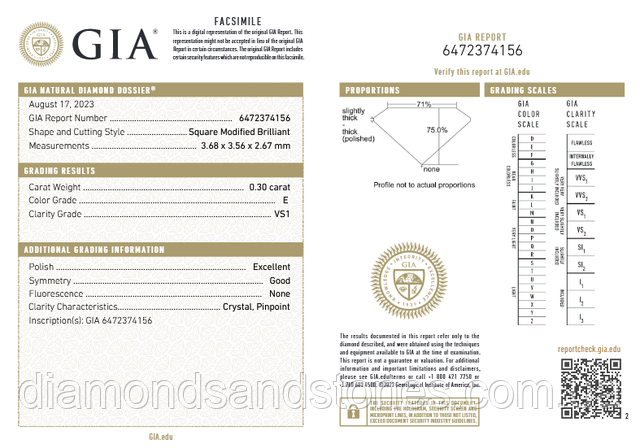 Діамант GIA 0,3 карата сертифікат