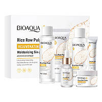 Набір для догляду за обличчям Bioaqua Rice Raw Pulp Set 6 в 1 омолоджувальний з екстрактом рису