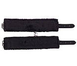 Червоні шкіряні наручники з хутром для БДСМ, наручники для інтимних рольових ігор шкірзам, фото 5