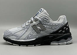 Чоловічі кросівки демісезон New Balance 1906 шкіра/текстиль світло-сірі з чорним р. 41-45