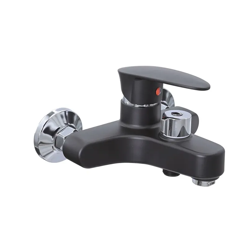 Змішувач для ванни Plamix CEZAR-009 EURO SET Matte black, зі шлангом, лійкою та кронштейном (PM0693, фото 1