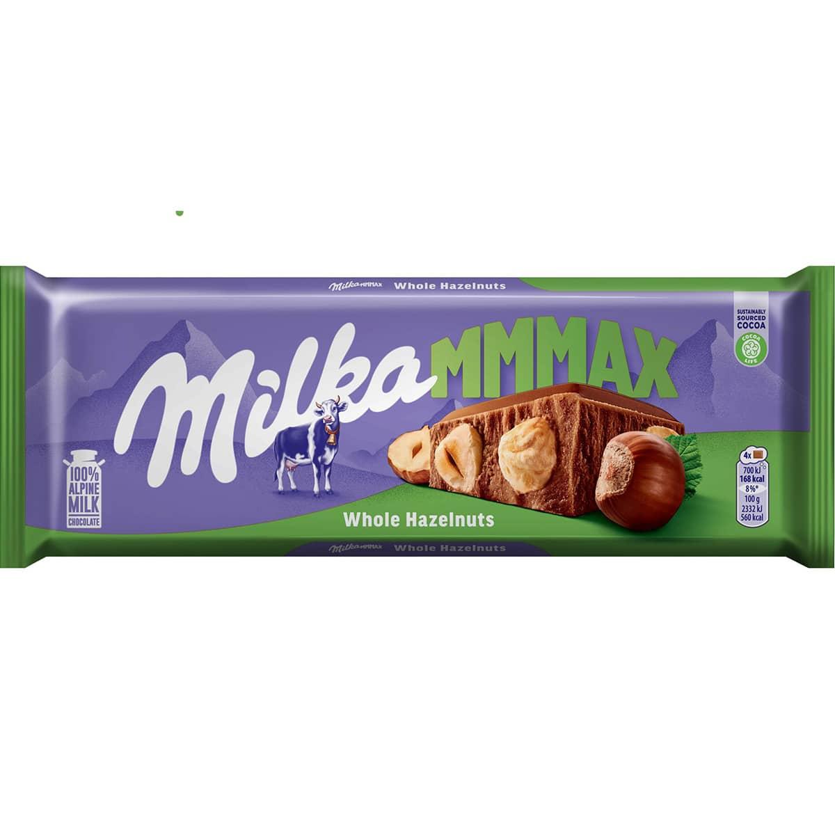 Молочний шоколад Milka MAX Whole Hazelnuts з цілим лісовим горіхом 270г