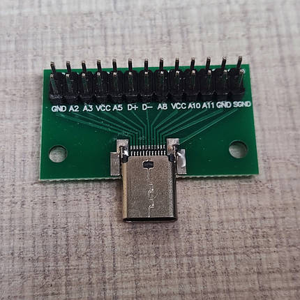 Макетна плата USB 3.1 Type-C мама штирьовий роз'єм прямий 24Pin, фото 1