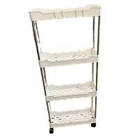 Стійка підлоговий візок етажерка на коліщатках 85 х 35 х 13 см універсальна на колесах 4 яруси біла