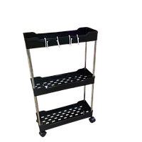 Стійка підлоговий візок етажерка на коліщатках 60 х 35 х 13 см універсальна 3 яруси чорна
