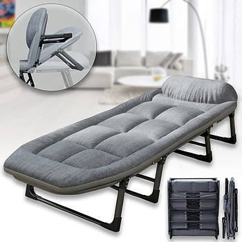 Розкладне ліжко 200x70x30 см на 8 ніжках з 6-позиційною спинкою AND 193-64 Сіра
