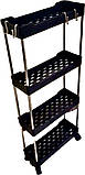 Стійка підлоговий візок етажерка на коліщатках 85 х 35 х 13 см універсальна на колесах 4 яруси чорна, фото 3
