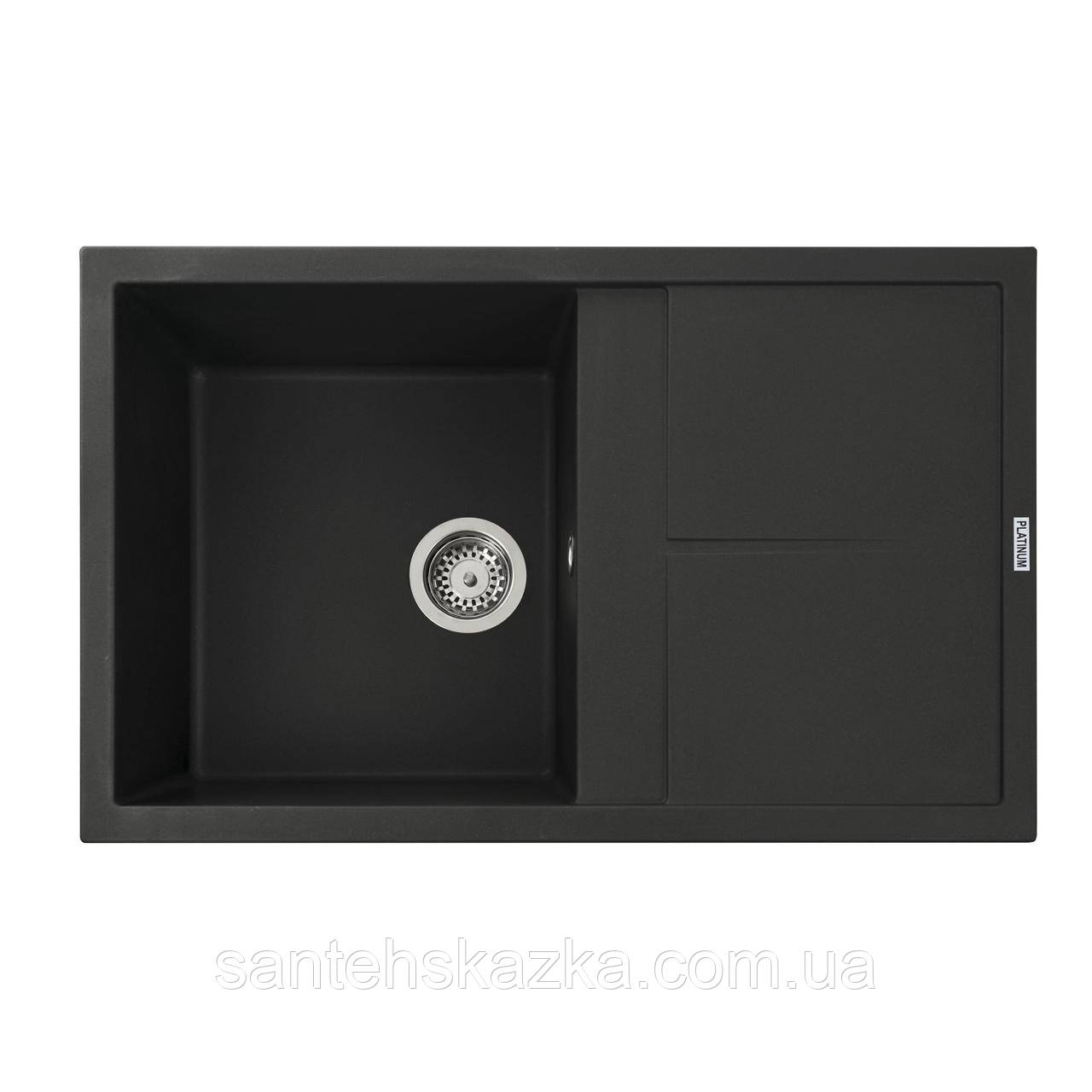 Гранітна мийка для кухні Platinum 7950 Selena матова Чорна, фото 1