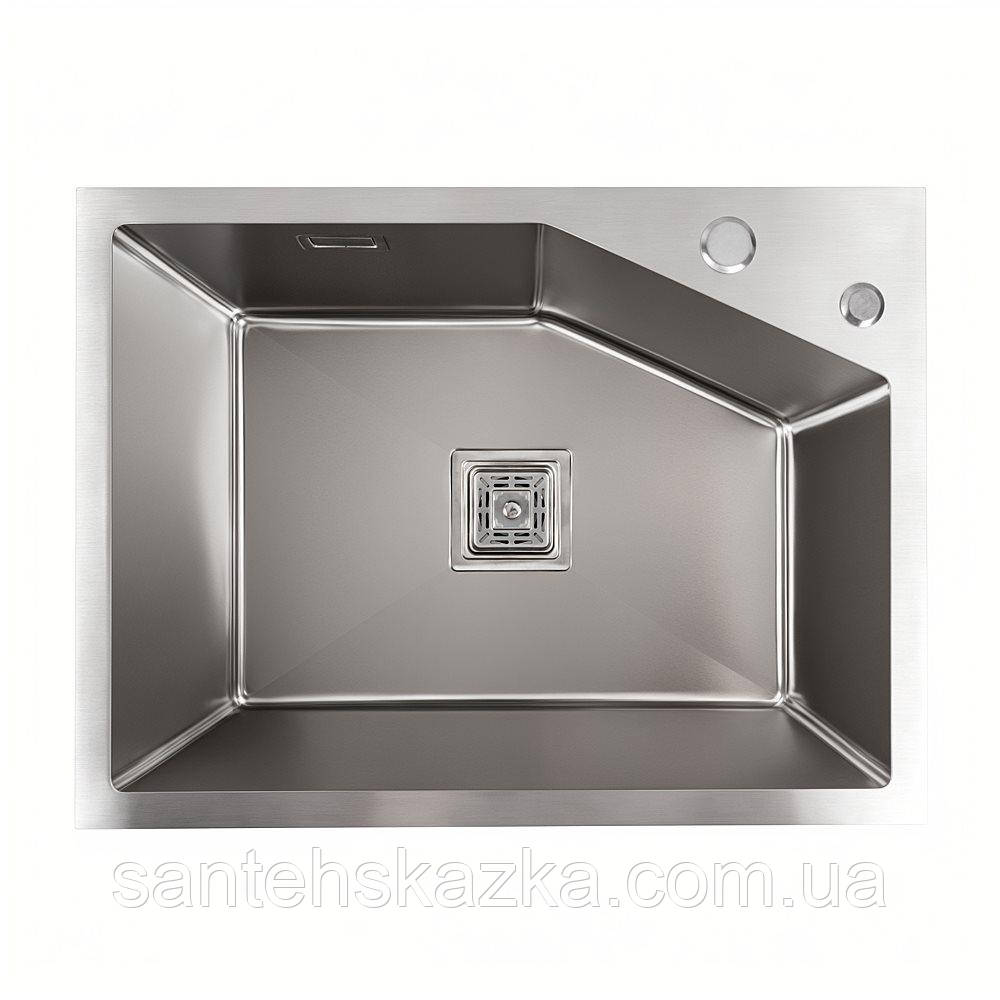 Мийка нержавійка Platinum Handmade 58*43B HSB (квадратний сифон 3,0/1,0), фото 1
