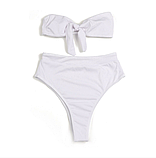 Пляжний купальник білого кольору із завищеною талією, фото 3