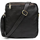 Чоловіча шкіряна сумка через плече планшет месенджер із натуральної шкіри коричнева 24*26*7 см, фото 3