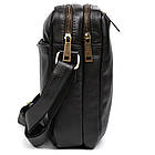 Чоловіча шкіряна сумка через плече планшет месенджер із натуральної шкіри коричнева 24*26*7 см, фото 7