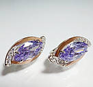 Срібні сережки з золотими вставками, фото 2