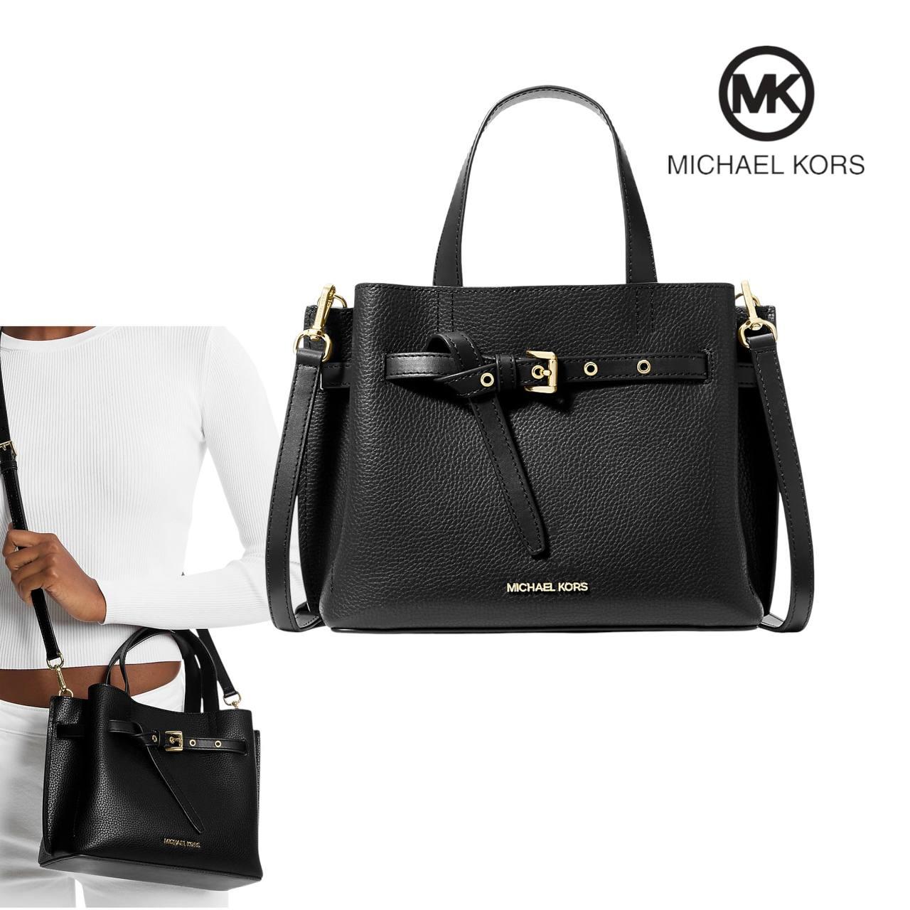Жіноча сумка Michael Kors Emilia Small Logo Satchel (чорна/золото) ОРИГІНАЛ
