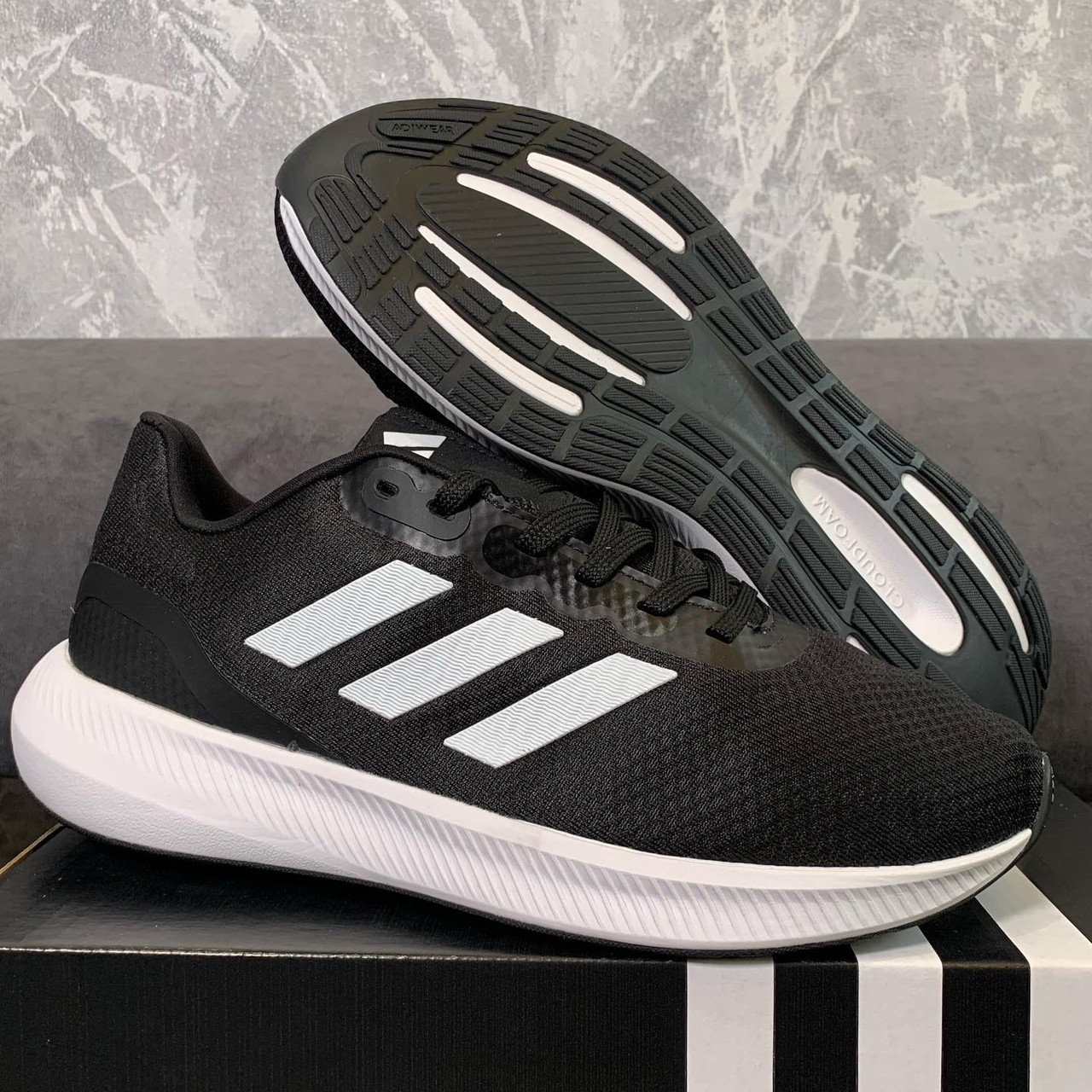 Кросівки чоловічі демісезонні сітка Adidas чорні сітка, фото 1