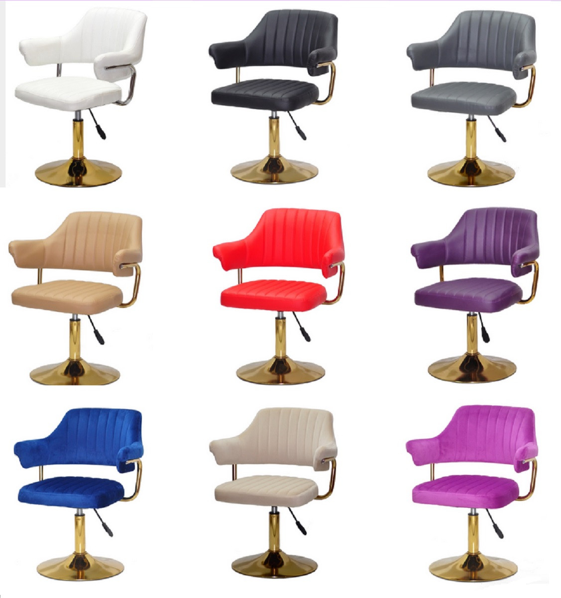 Крісло Jeff GD-Base на золотій круглій опорі з регулюванням висоти, м'яка оббивка, фото 1