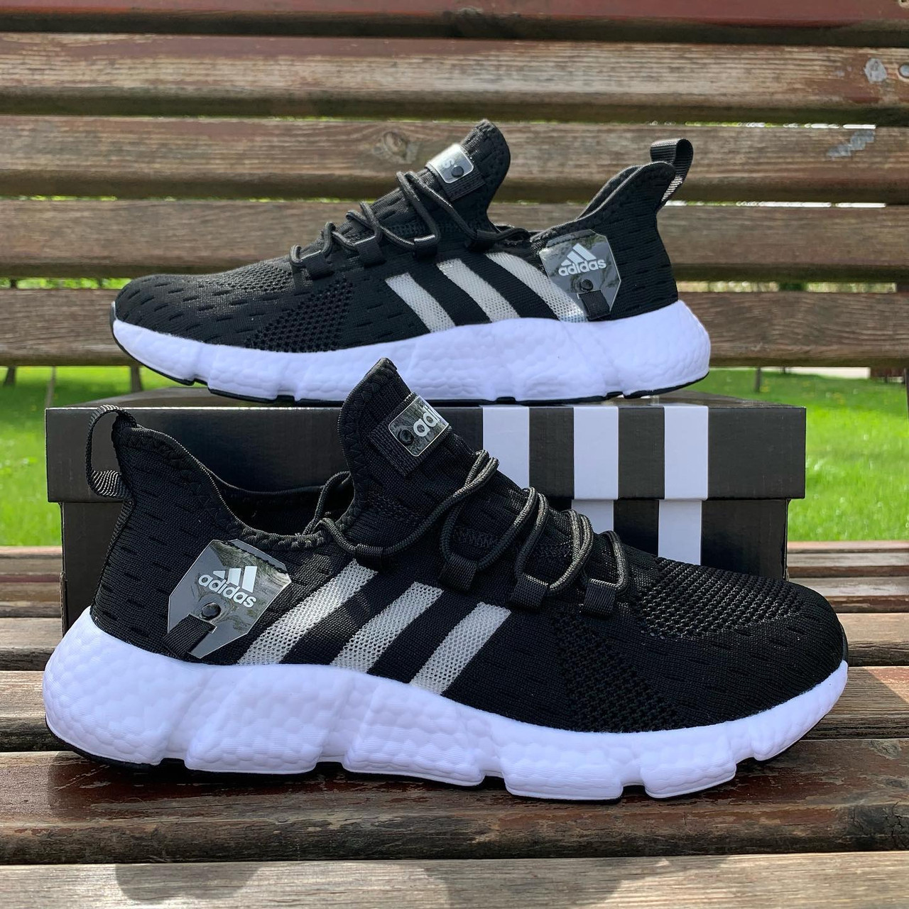 Кросівки чоловічі демісезонні Adidas чорні комбіновані сітка