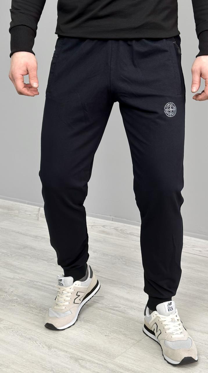 Чоловічі спортивні штани Stone Island темно-сині на манжеті Стон Айленд спорт штани Стоник весна осінь