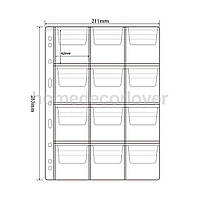 Прозорий аркуш для монет у капсулах на 12 кишень 3 х 4 для альбому А4 ENCAP Maxi  LEUCHTTURM A4 211 x 283