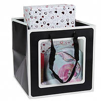 Подарунковий пакет 250х250х250 з вікном, чорний