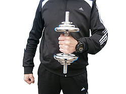 Гантель 1 шт / 5 кг розбірна сталева хромована Sport Lux 5 кг / 33 см / 25 мм